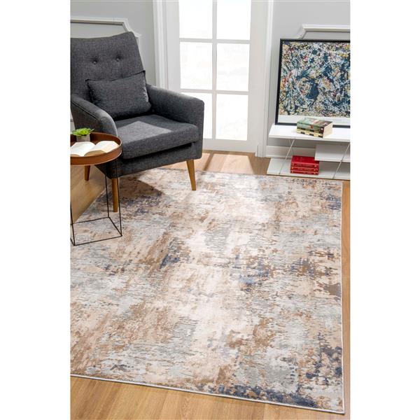 Rug Branch Contemporary Abstract  Grey Beige Indoor Doormat Rug - 3x5