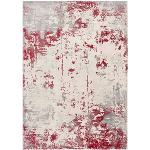 Rug Branch Tapis de paillasson d'intérieur contemporain abstrait rouge gris - 3x5