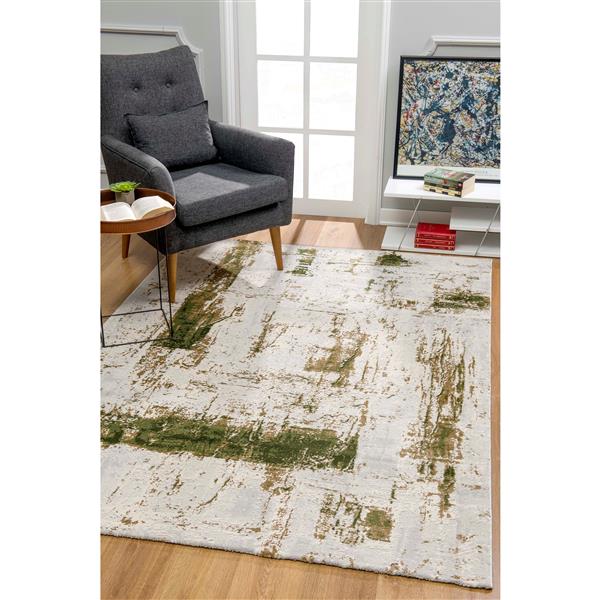 Rug Branch Tapis d'intérieur paillasson contemporain abstrait vert beige - 3x5