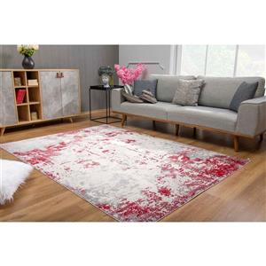 Tapis moderne Vogue de Rug Branch , 7 pi 9 po x 10 pi 9 po, rouge/Blanc