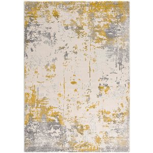 Rug Branch Tapis de paillasson d'intérieur abstrait contemporain gris doré - 3x5