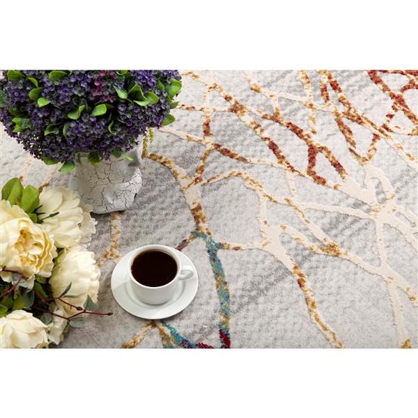 Rug Branch Contemporary Geometric  Grey Red Indoor Area Rug - 5x7