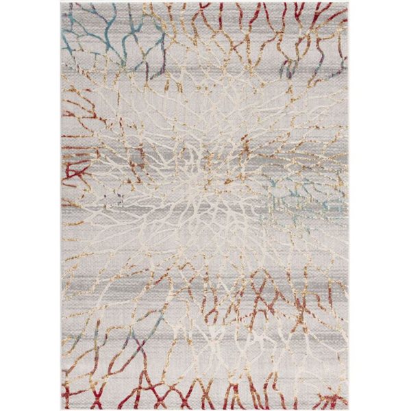 Rug Branch Contemporary Geometric  Grey Red Indoor Area Rug - 5x7
