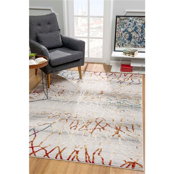 Rug Branch Tapis d'intérieur paillasson contemporain géométrique gris rouge - 3x5