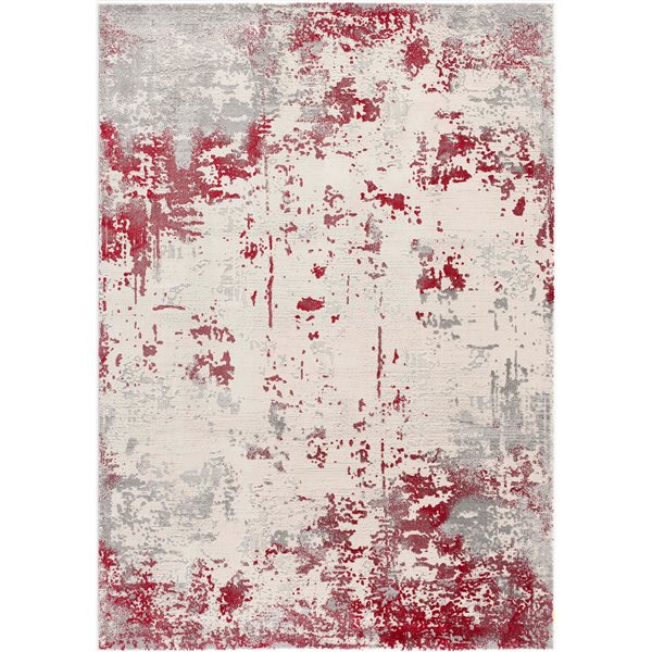 Rug Branch Contemporary Abstract  Red Grey Indoor Area Rug - 4x6