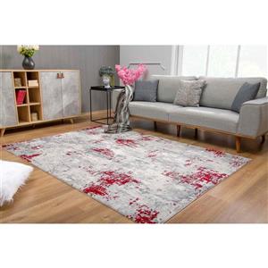 Rug Branch Contemporary Abstract  Red Grey Indoor Doormat Rug - 3x5