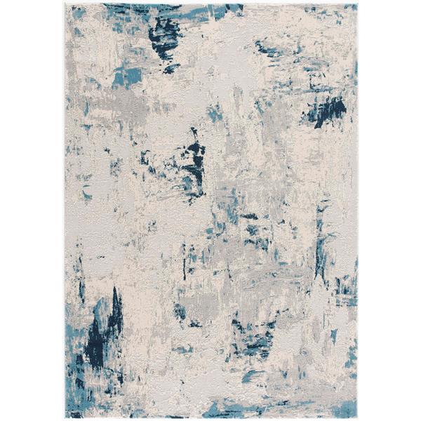 Rug Branch Contemporary Abstract  Blue Cream Indoor Doormat Rug - 3x5