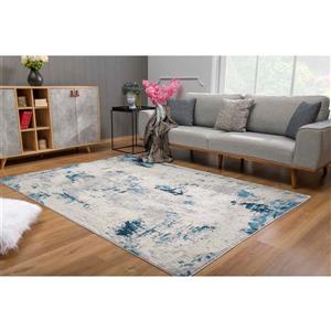 Rug Branch Contemporary Abstract  Blue Cream Indoor Doormat Rug - 3x5