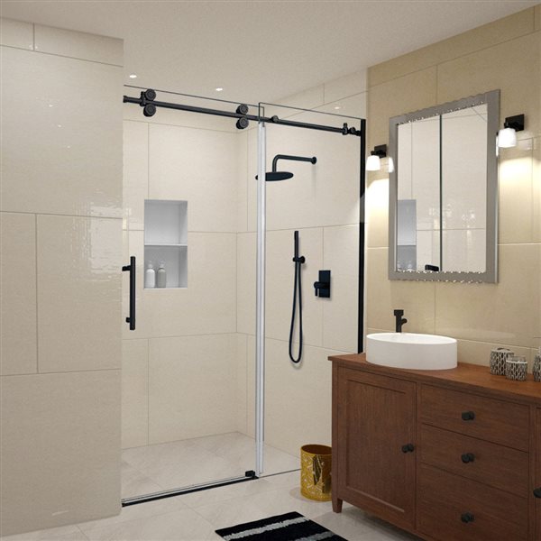 Turin Horizon 60-In Black Shower Door