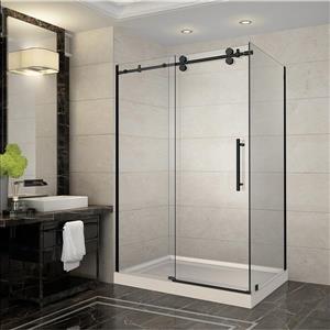 Porte de douche Vertiges par Turin 10 mm 32 x 60 po en noir