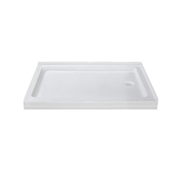 Turin Vertiges Shower Base, Right Drain  -White - 36-in x 48-in