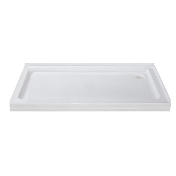 Turin Vertiges 36 x 60-In White Shower Base with Right Drain