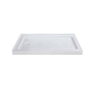 Turin Vertiges 32 x 48-In White Shower Base with Left Drain