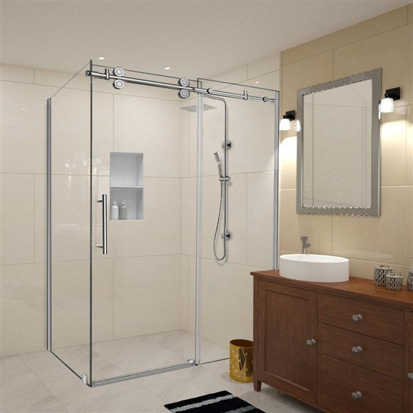 Porte de douche Vertiges par Turin 10 mm 36 x 60 po en nickel