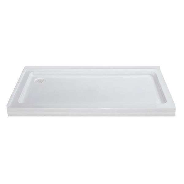 Turin Vertiges 36 x 60-In White Shower Base with Left Drain