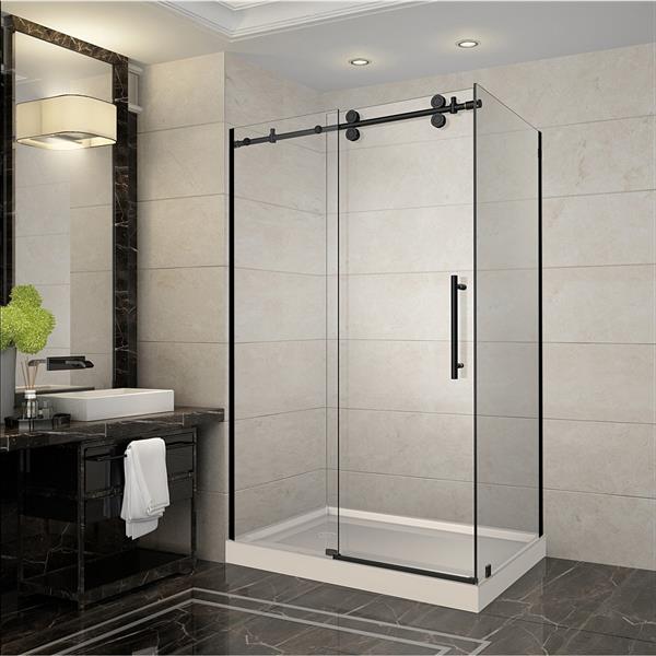 Porte de douche Vertiges par Turin 10 mm 32 x 48 po en noir