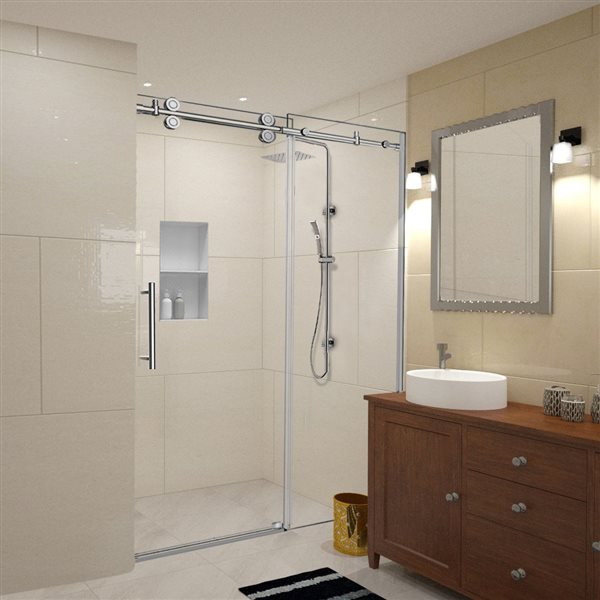 Porte de douche Horizon par Turin 10 mm 60 po en nickel