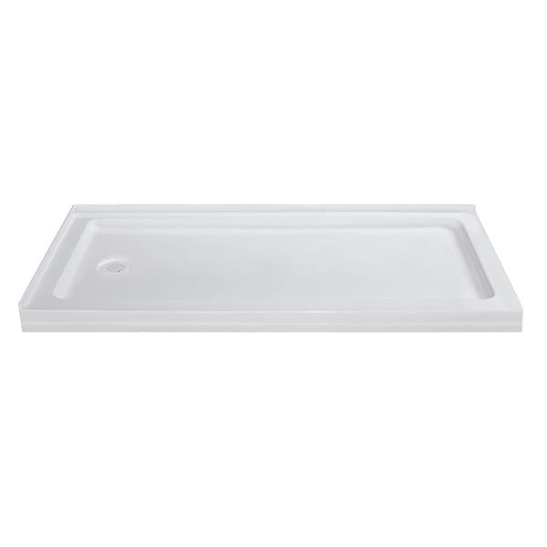 Turin Vertiges Shower Base,  Left Drain -White - 32-in x 60-in