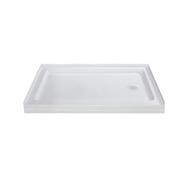 Turin Horizon Shower Base,  Right Drain  -White - 36-in x 48-in