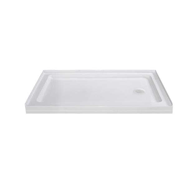 Turin Horizon Shower Base - Right Drain  -White - 32-in x 48-in