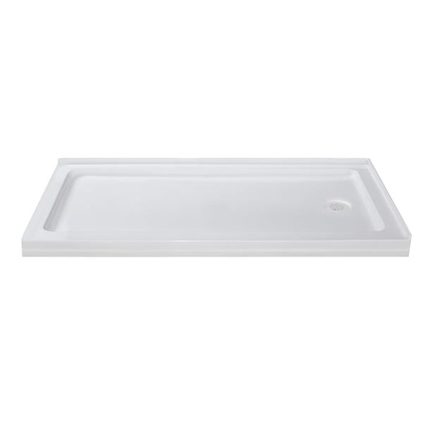 Turin Vertiges Shower Base - Right Drain  -White - 32-in x 60-in