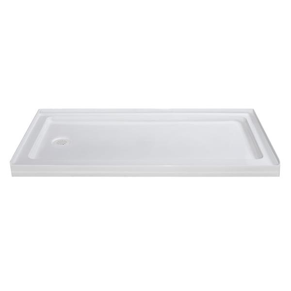 Turin Horizon Shower Base - Left Drain  -White - 32-in x 60-in