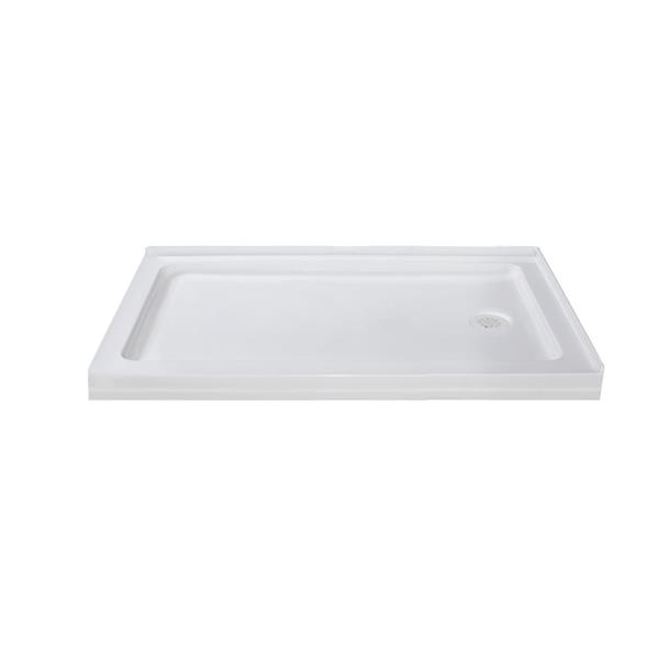 Turin Vertiges 32-in x 48-in White Fibreglass Shower Base with Right Drain