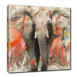 Ready2HangArt Wall Art Elephant Canvas 20-in x 20-in - Gray