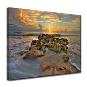 Ready2HangArt Wall Art Spellbound Rock and Sea Canvas 20-in x 30-in- Brown