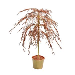 CMI Potted Holiday Artificial Christmas Tree - 3.8' - Unlit - Copper with Cystallized Glitter