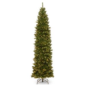 North Valley® Spruce Pencil Slim Christmas Tree with Clear Lights - 9-ft