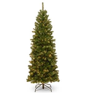 North Valley® Spruce Pencil Christmas Tree/Clear Lights - 6-ft - Green