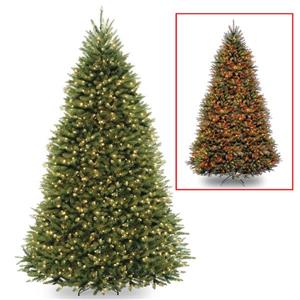 Dunhill® Fir Christmas Tree with Coloured LED Lights - 9-ft - Green