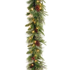 National Tree Co. Colonial Garland with Clear Lights - 9' - Green