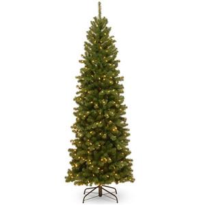 North Valley® Spruce Pencil Christmas Tree/Clear Lights - 6.5-ft - Green
