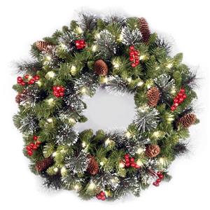 National Tree Co. Crestwood Spruce Wreath with White LED Lights - 24"