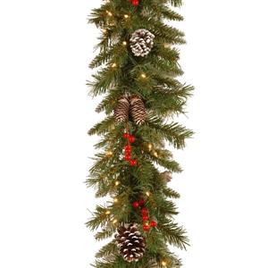 National Tree Co. Frosted Berry Garland with Clear Lights - 9' - Green
