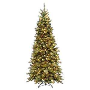 Tiffany Fir Slim Christmas Tree with Clear Lights - 7.5 ft. - Green