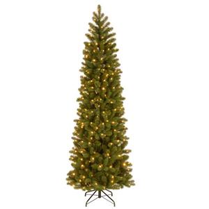 National Tree Co. Downswept Douglas Pencil Fir Tree with LED Lights - 7.5-ft