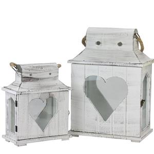 Northlight Candle Holder Lanterns with Heart Cut-Outs - Set of 2 - White