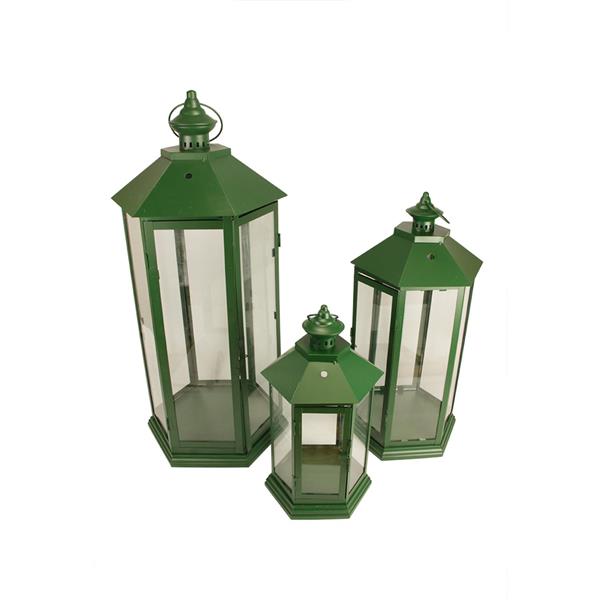 Northlight Traditional Candle Holder Lantern Set - 3 Pieces - Green
