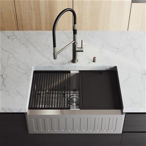 Évier de cuisine 30 po acier inoxydable Oxford avec robinet Norwood et distributur de savon