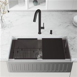 Évier de cuisine 36 po simple Oxford de VIGO avec accessoires, acier inoxydable