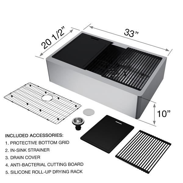 33-in Oxford Flat Stainless Steel Single Bowl Sink