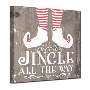 Ready2HangArt Wall Art Jingle all the Way Canvas 12-in x 12-in - Brown