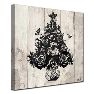 Ready2HangArt Wall Art Floral Christmas Tree Canvas 20-in x 20-in - Brown