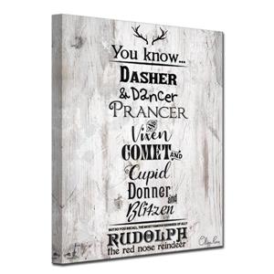 Ready2HangArt Wall Art Christmas Reindeer List Canvas 20-in - Brown