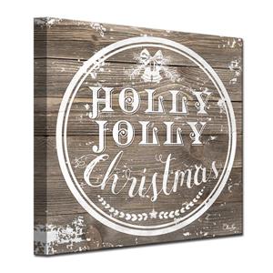 Ready2HangArt Wall Art Christmas Holly Jolly Canvas 30-in x 30-in - Brown