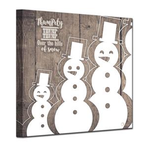 Ready2HangArt Wall Art Christmas Snowman Canvas 12-in x 12-in - Brown