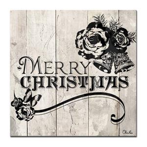 Ready2HangArt Wall Art Shabby Chic Christmas Canvas 12-in x 12-in - Brown